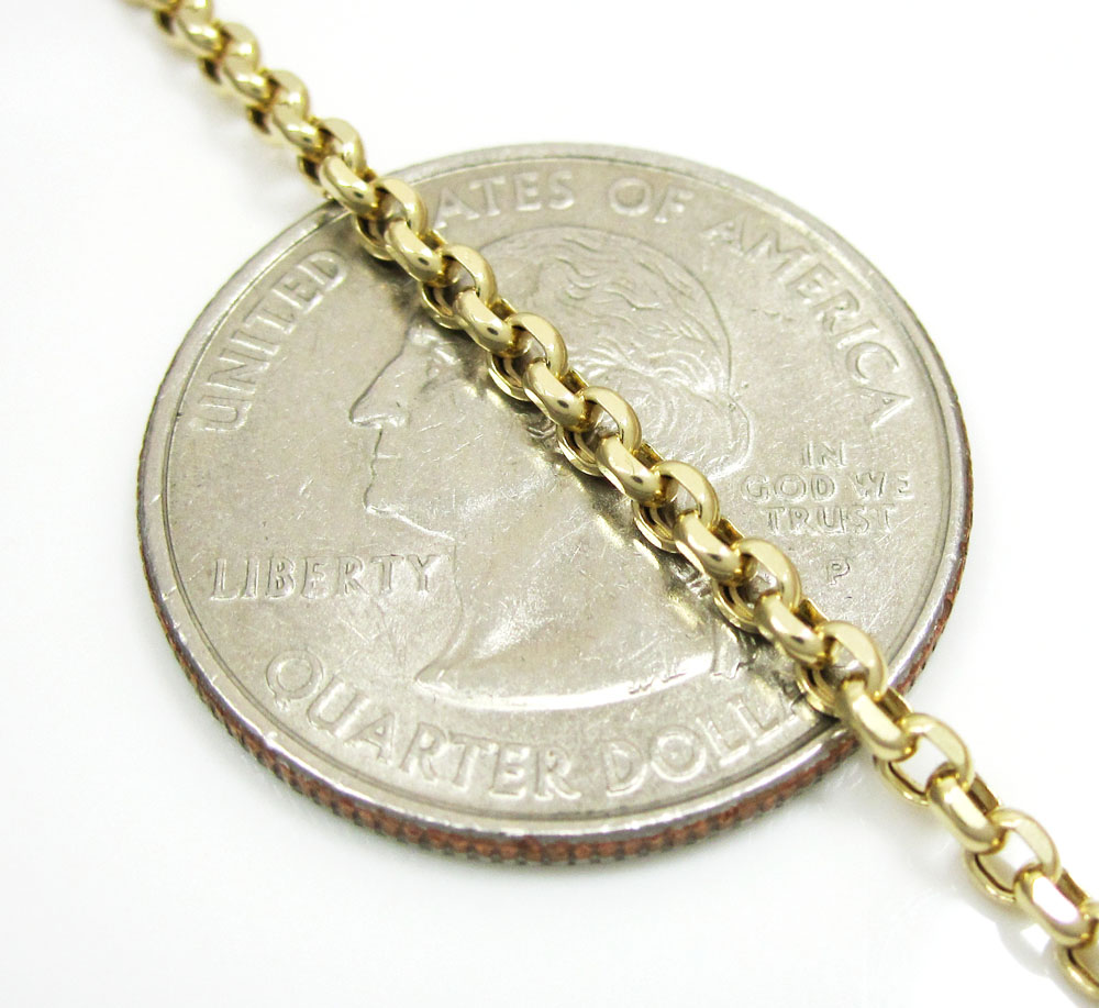 14k yellow gold solid circle link chain 16-30 inch 2.5mm