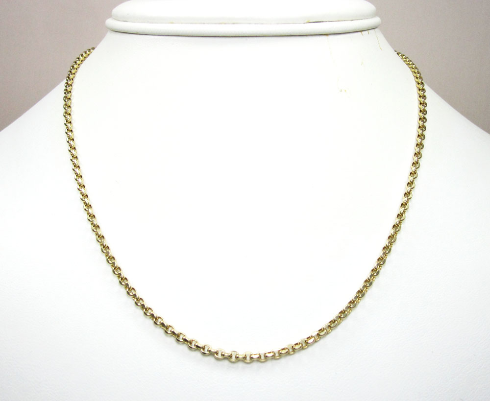 14k yellow gold solid circle link chain 16-30 inch 2.5mm