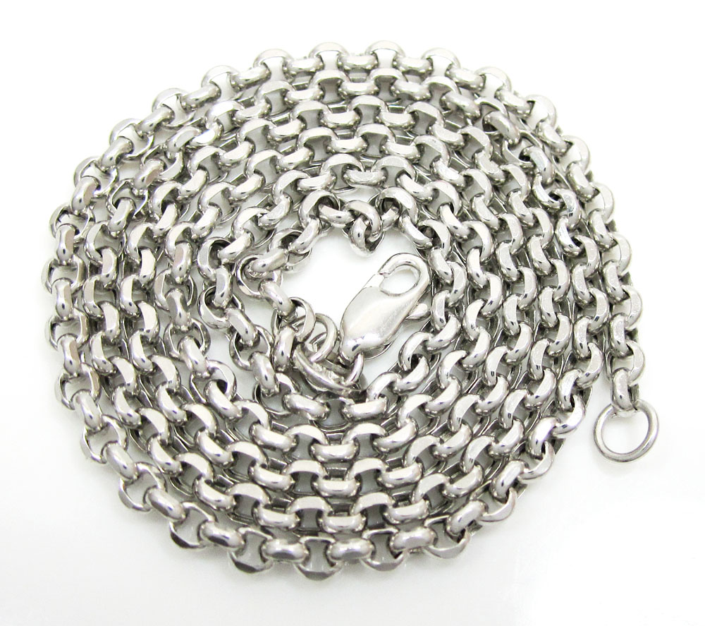 14k white gold solid circle link chain 16-30 inch 2.5mm