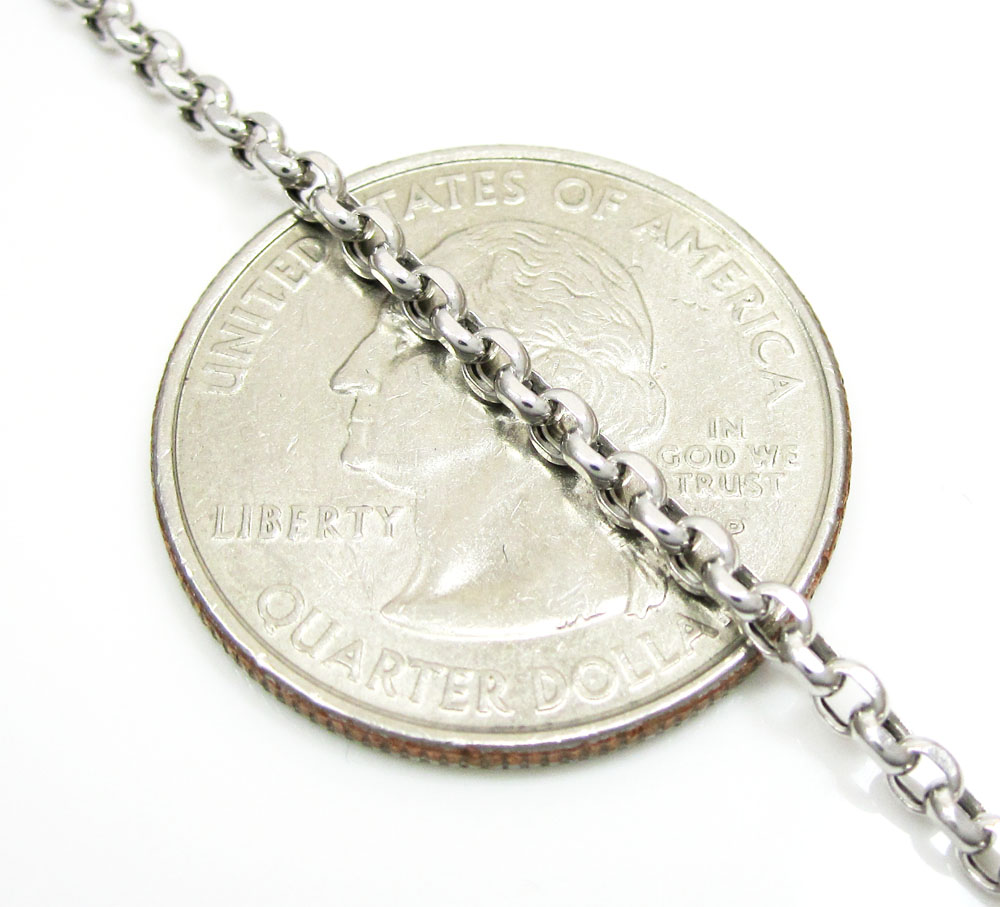 14k white gold solid circle link chain 16-30 inch 2.5mm