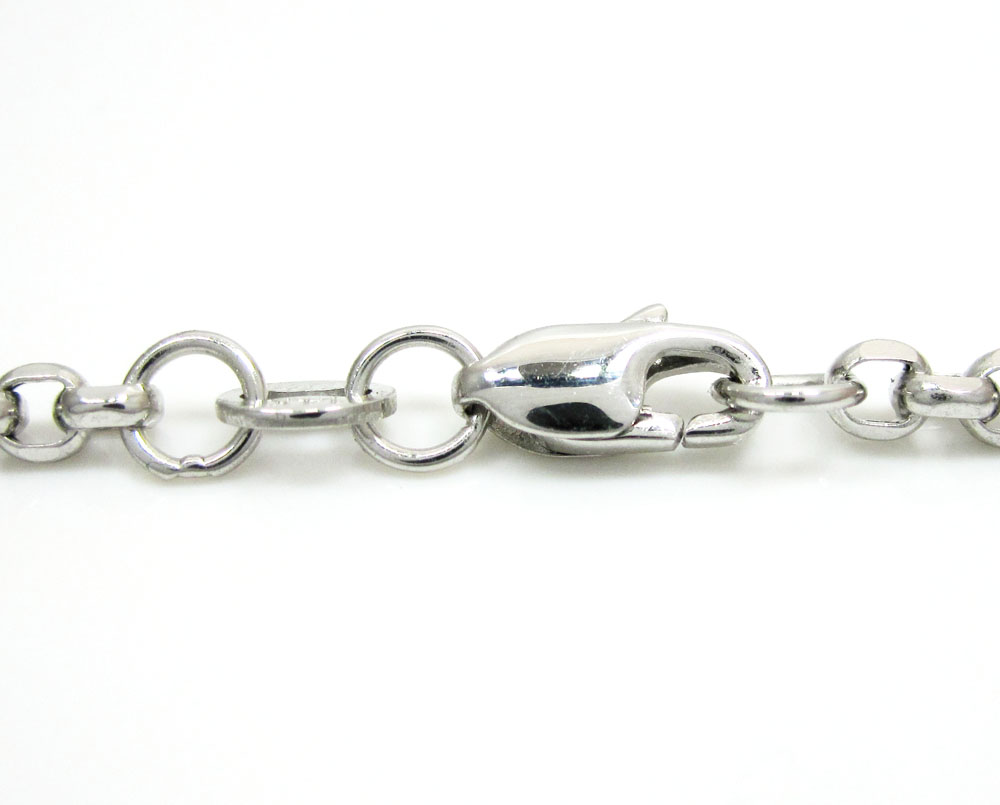 14k white gold solid circle link chain 16-30 inch 2.5mm