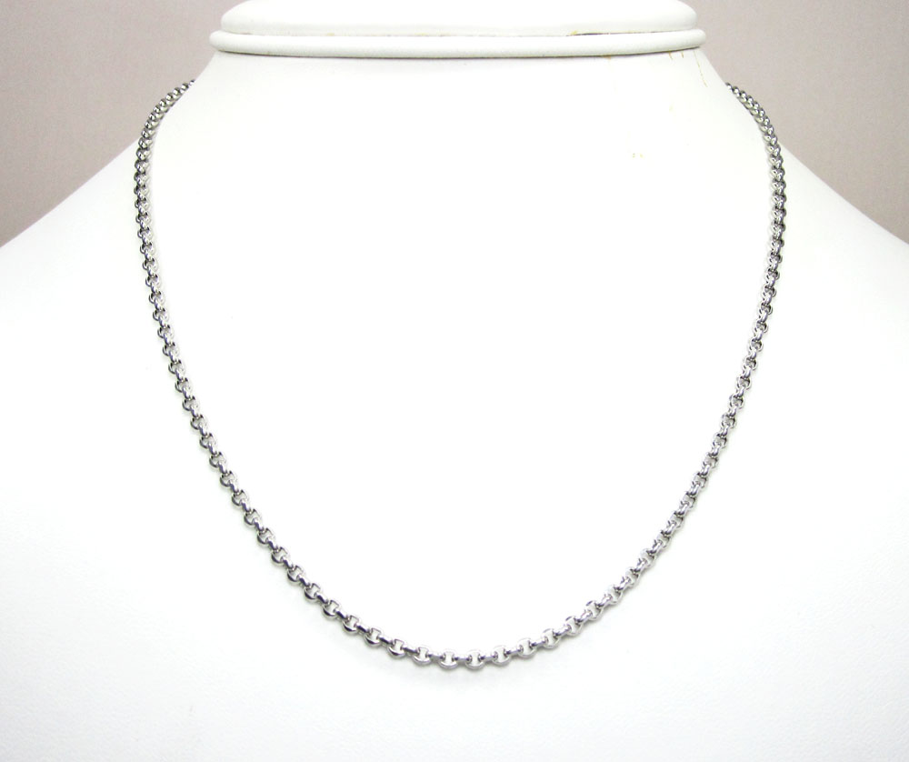 14k white gold solid circle link chain 16-30 inch 2.5mm