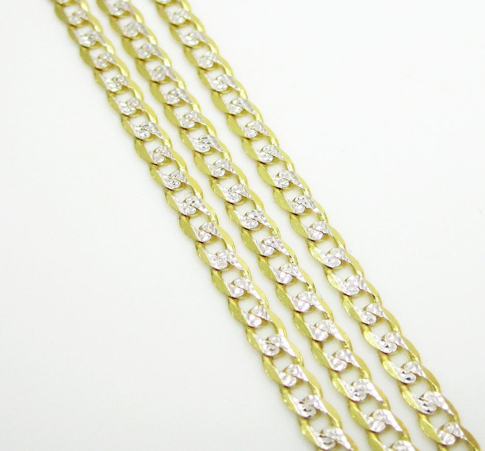 10k yellow gold diamond cut cuban link chain 16-24 inch 2.2mm