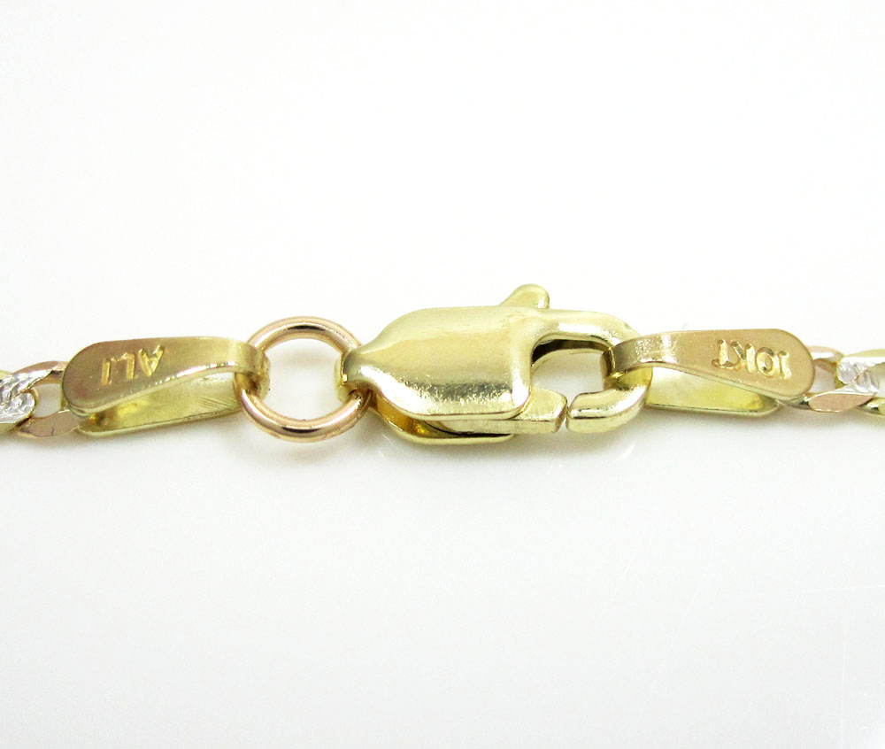 10k yellow gold diamond cut cuban link chain 16-24 inch 2.2mm