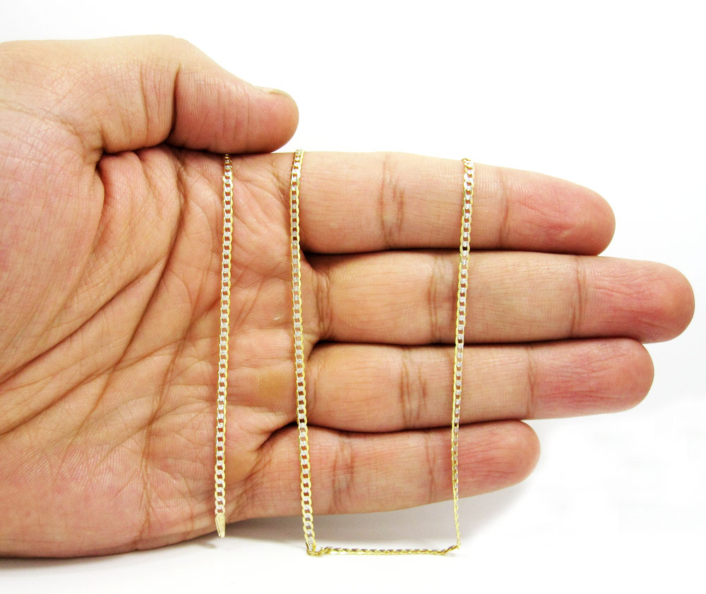 10k yellow gold diamond cut cuban link chain 16-24 inch 2.2mm