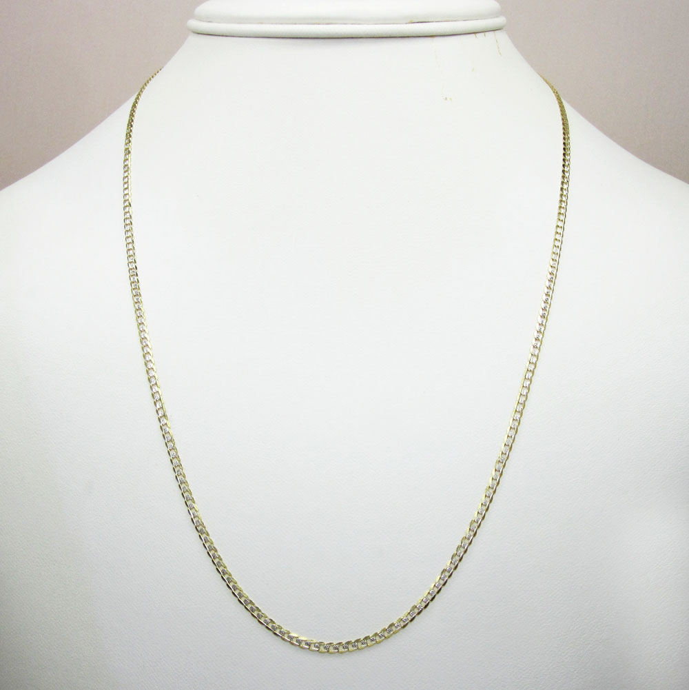 10k yellow gold diamond cut cuban link chain 16-24 inch 2.2mm