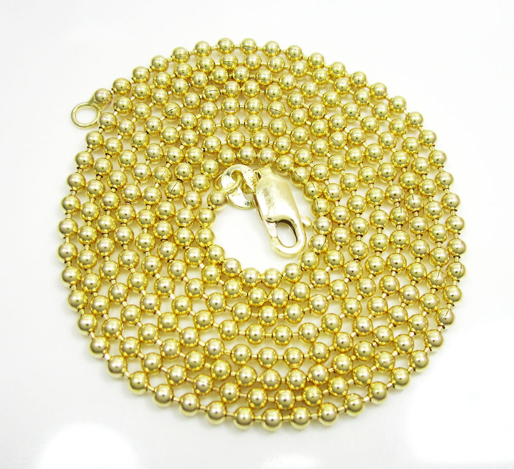10k yellow gold combat ball link chain 20-26 inch 2.2mm - Image 2
