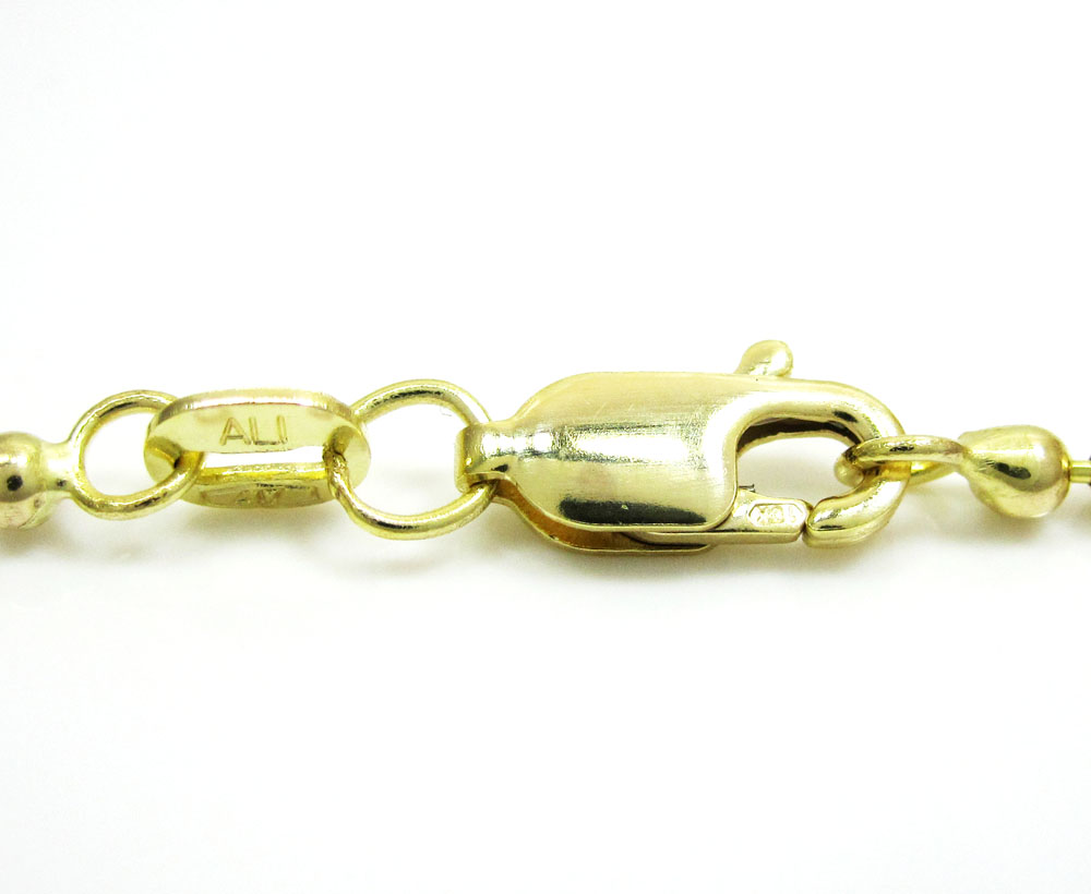 10k yellow gold combat ball link chain 20-26 inch 2.2mm
