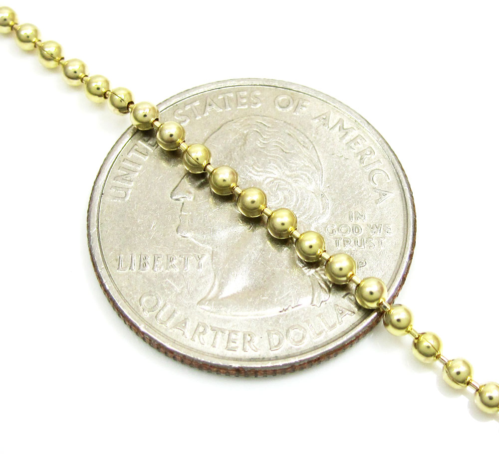 10k yellow gold combat ball link chain 20-26 inch 2.2mm