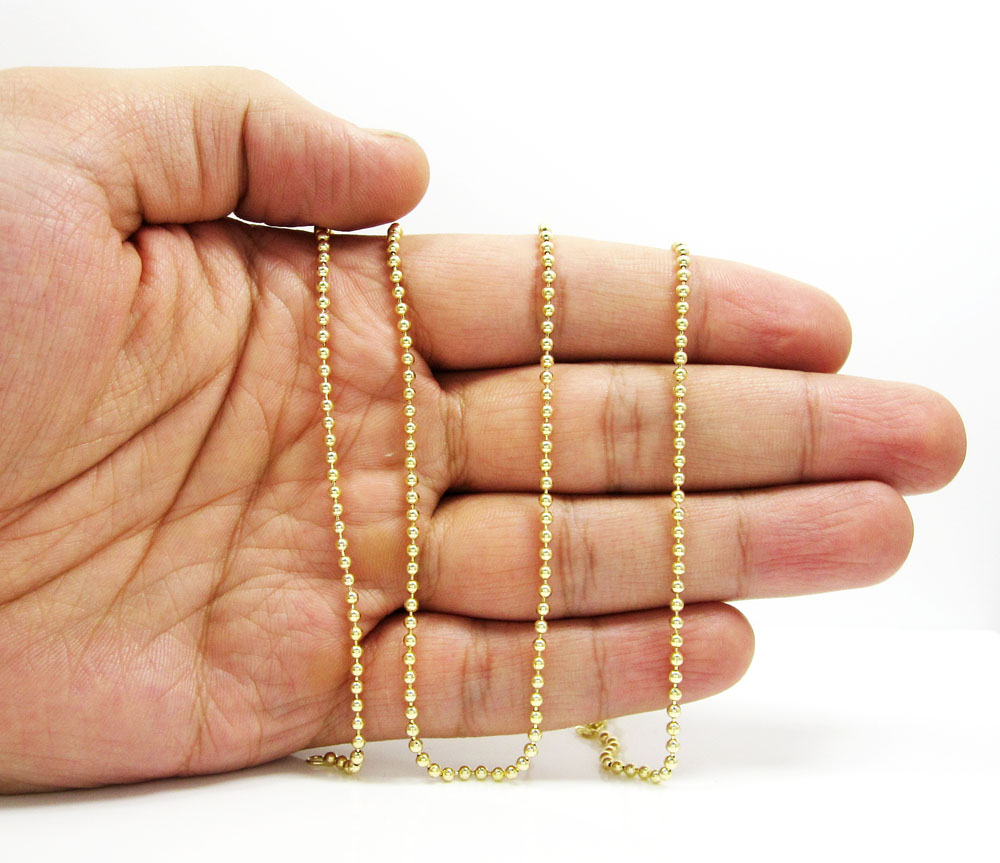 10k yellow gold combat ball link chain 20-26 inch 2.2mm - Image 5