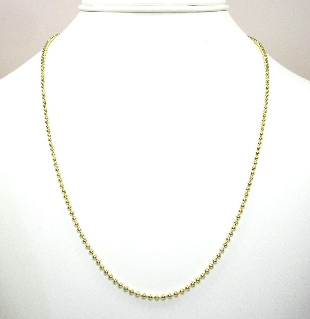 10k yellow gold combat ball link chain 20-26 inch 2.2mm