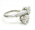 Ladies 14k white gold round diamond double cluster ring 1.20ct