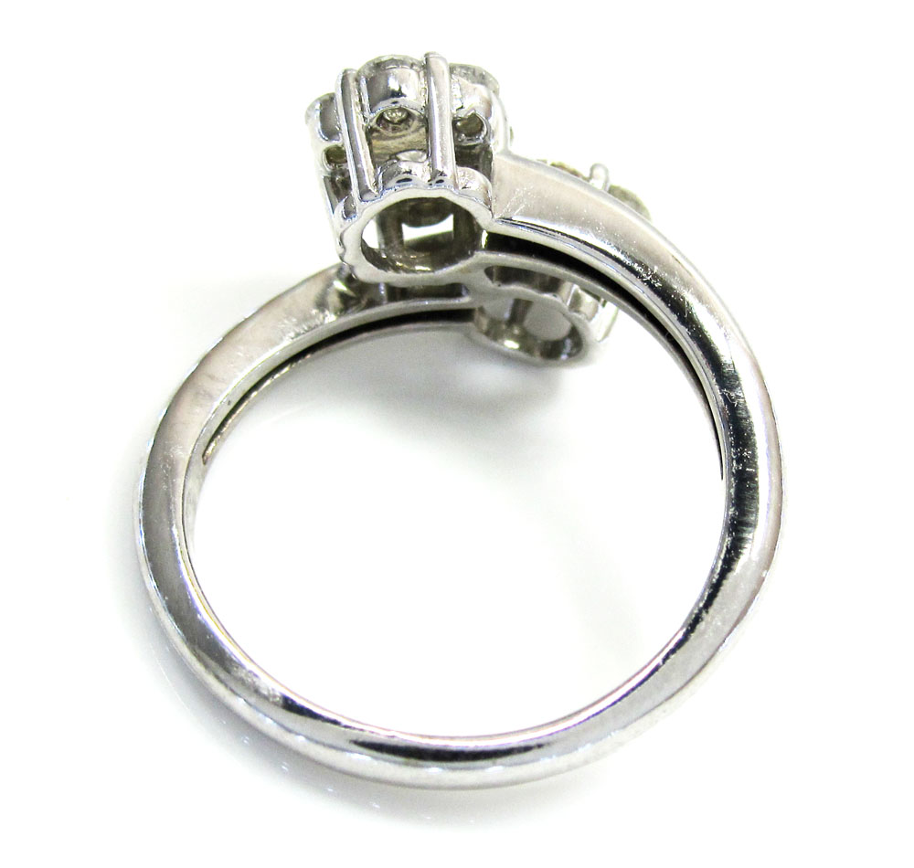 Ladies 14k white gold round diamond double cluster ring 0.90ct - Image 3
