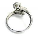 Ladies 14k white gold round diamond double cluster ring 0.90ct