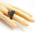 Ladies 14k rose gold black diamond double headed panther ring 4.00ct