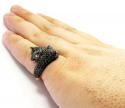 Ladies 14k rose gold black diamond double headed panther ring 4.00ct