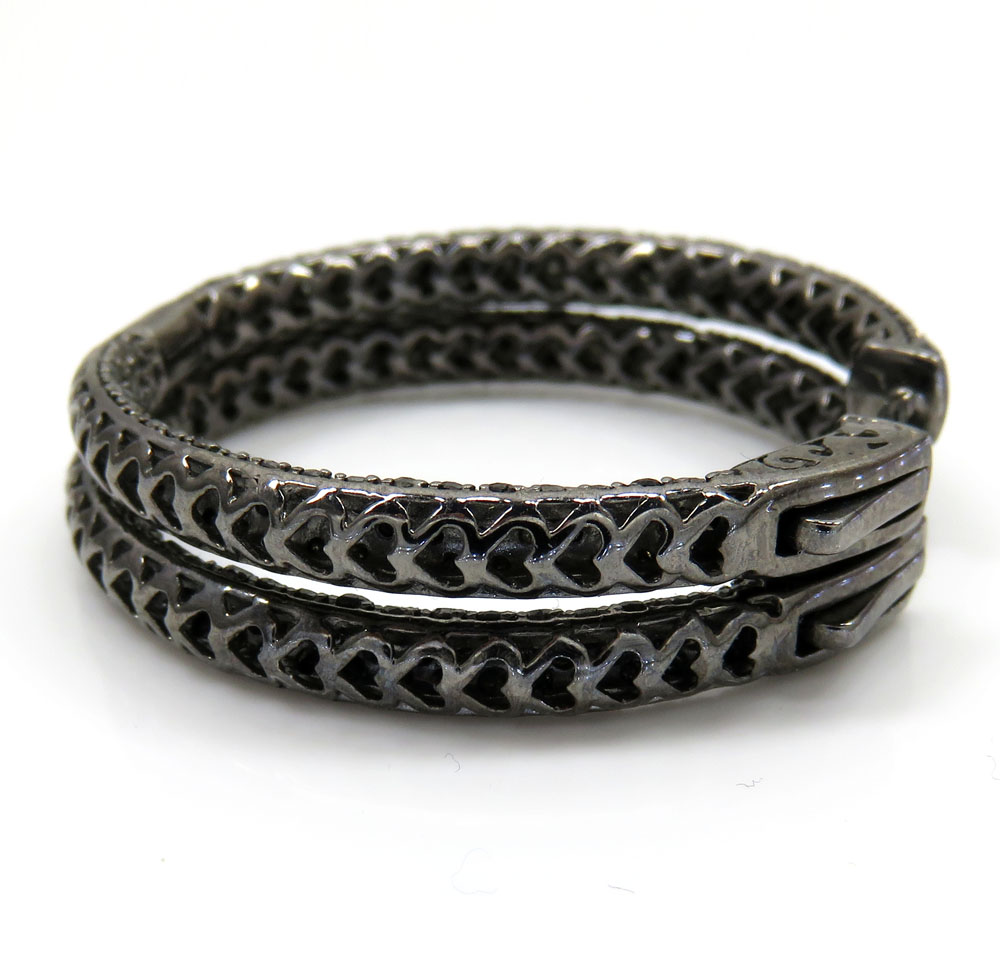 14k black gold black diamond round hoops 7.00ct - Image 4