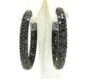 14k black gold black diamond round hoops 7.00ct