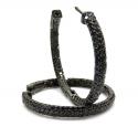 14k black gold black diamond round hoops 7.00ct