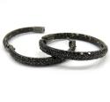 14k black gold black diamond round hoops 7.00ct