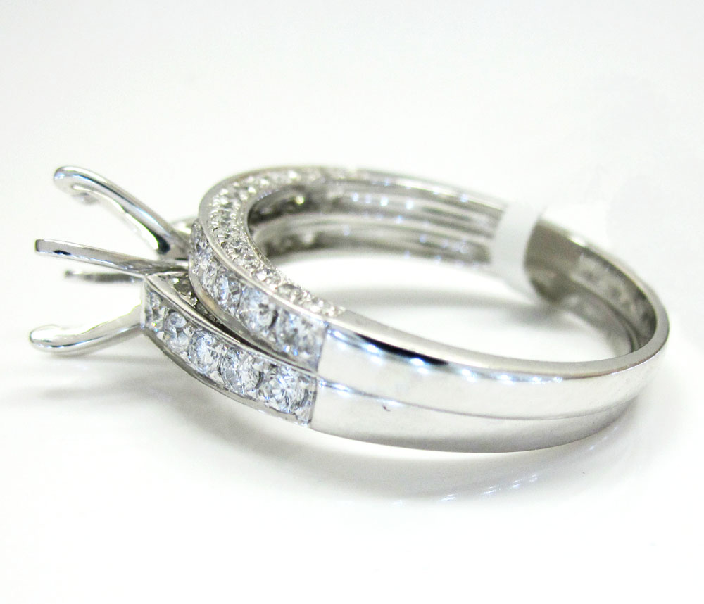 Ladies 18k white gold semi mount ring wedding band set 1.04ct
