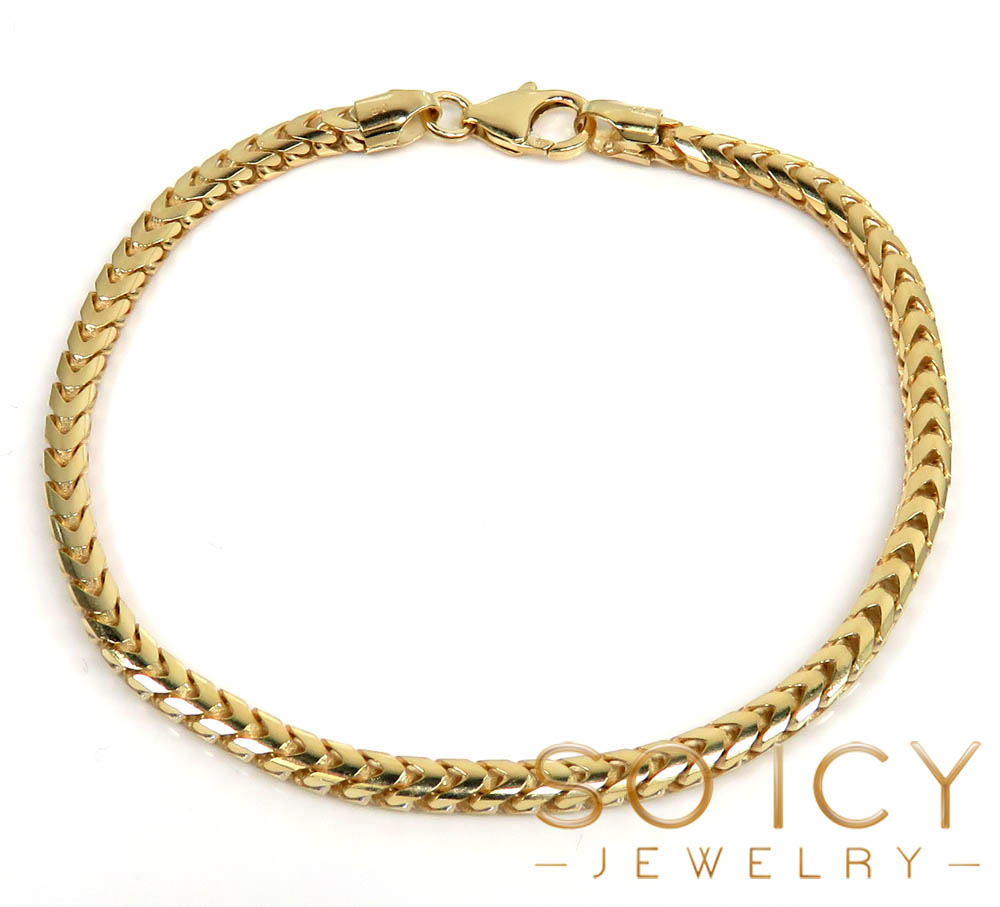 10k yellow gold solid franco bracelet 8.75 inch 3mm 