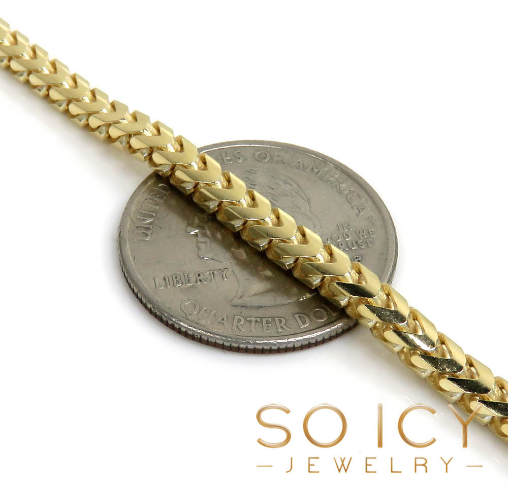 10k yellow gold solid franco bracelet 8.75 inch 3mm 
