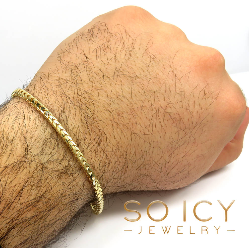 10k yellow gold solid franco bracelet 8.75 inch 3mm 