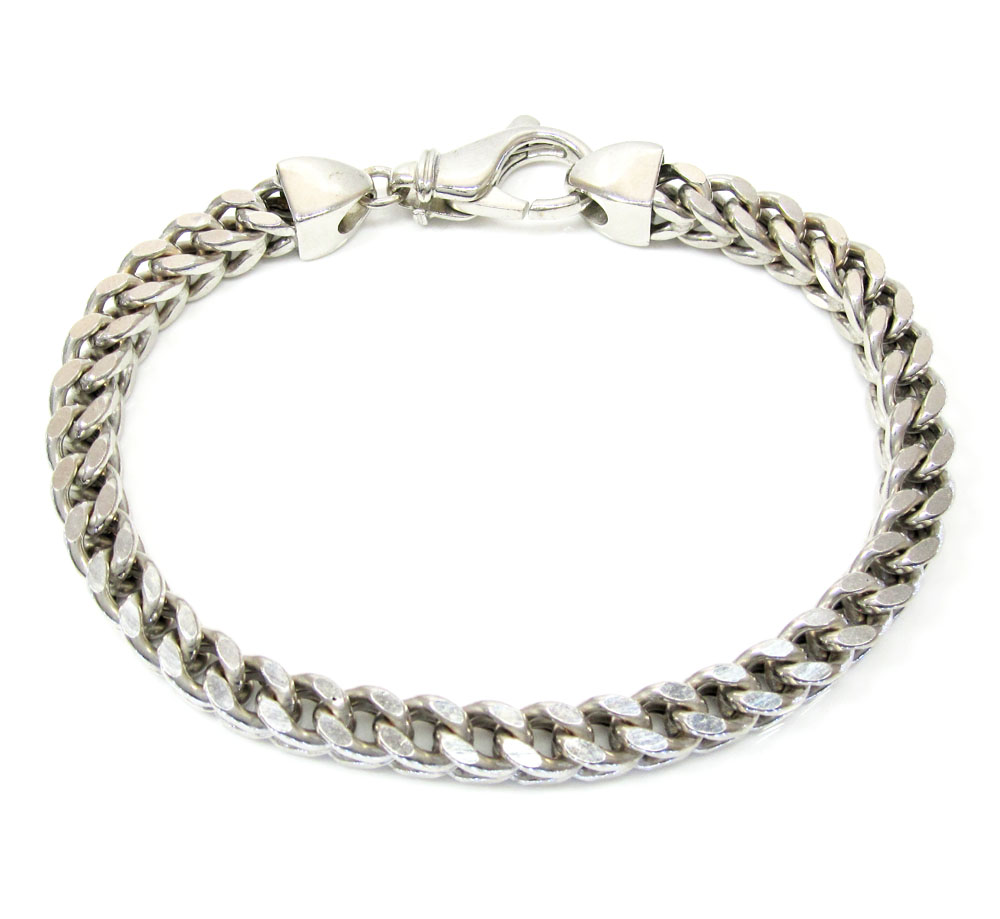 Buy 10k White Gold Franco Bracelet 8.25 Inch 6.5mm Online at SO ICY JEWELRY