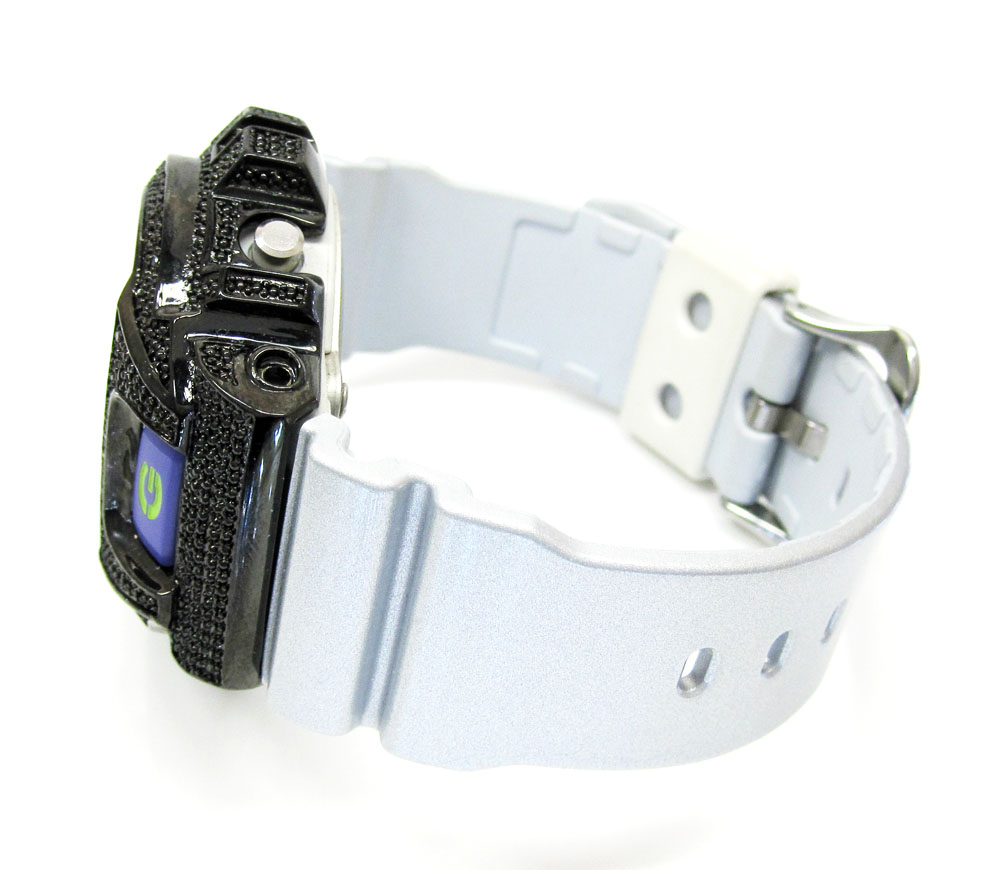 Mens partial black diamond dw-6900 stainless steel g-shock watch 0.25ct