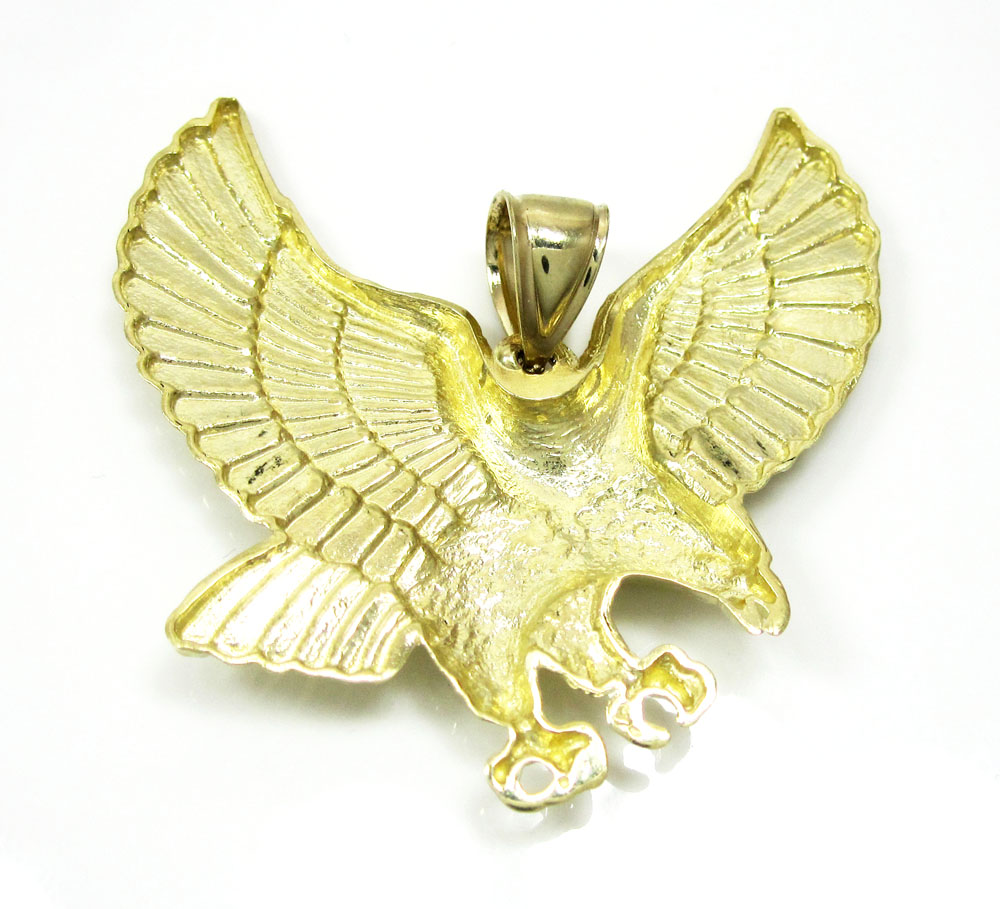10k yellow gold diamond cut eagle pendant - Image 3