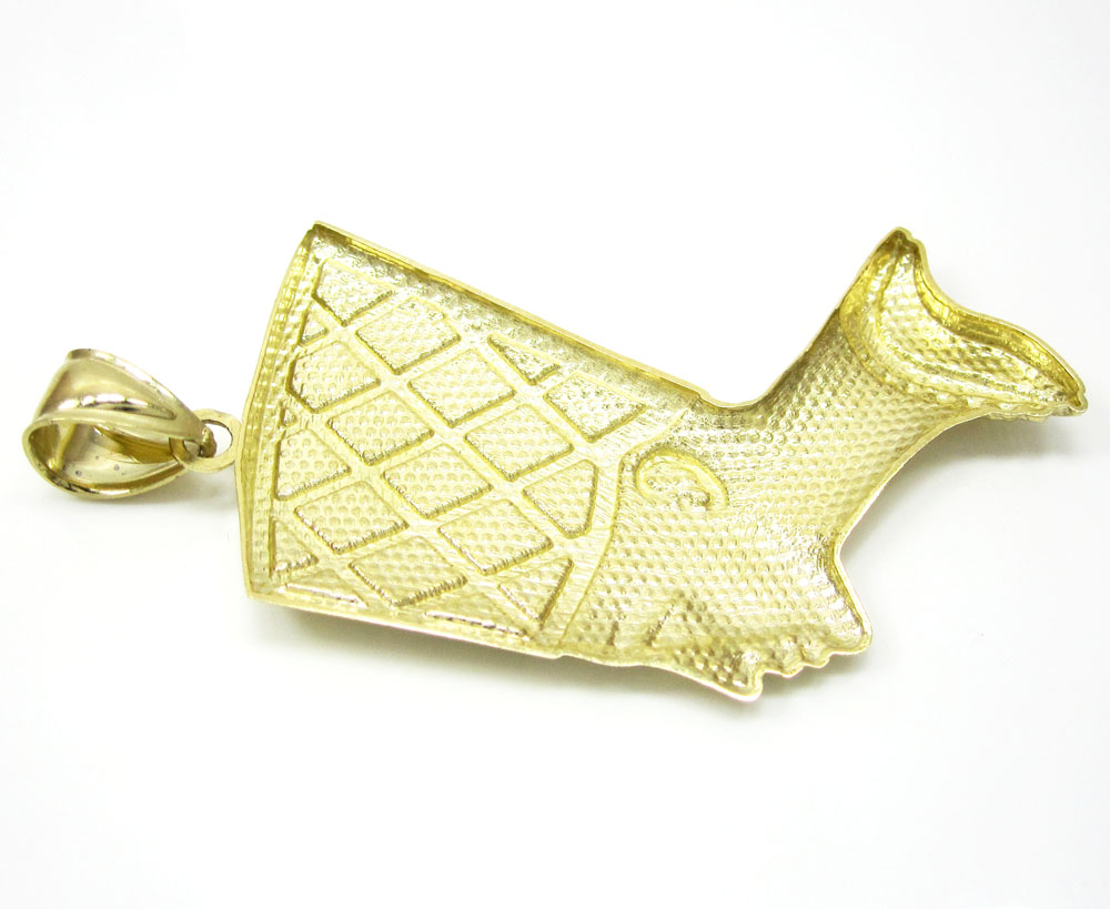 10k yellow gold diamond cut nefertiti medium head pendant