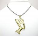 10k yellow gold diamond cut nefertiti medium head pendant