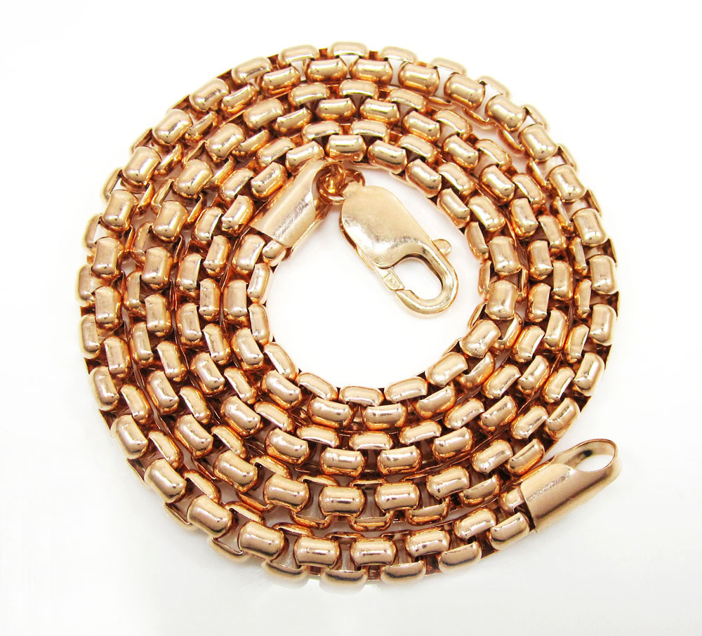 14k rose gold box link chain 18-30 inch 5mm