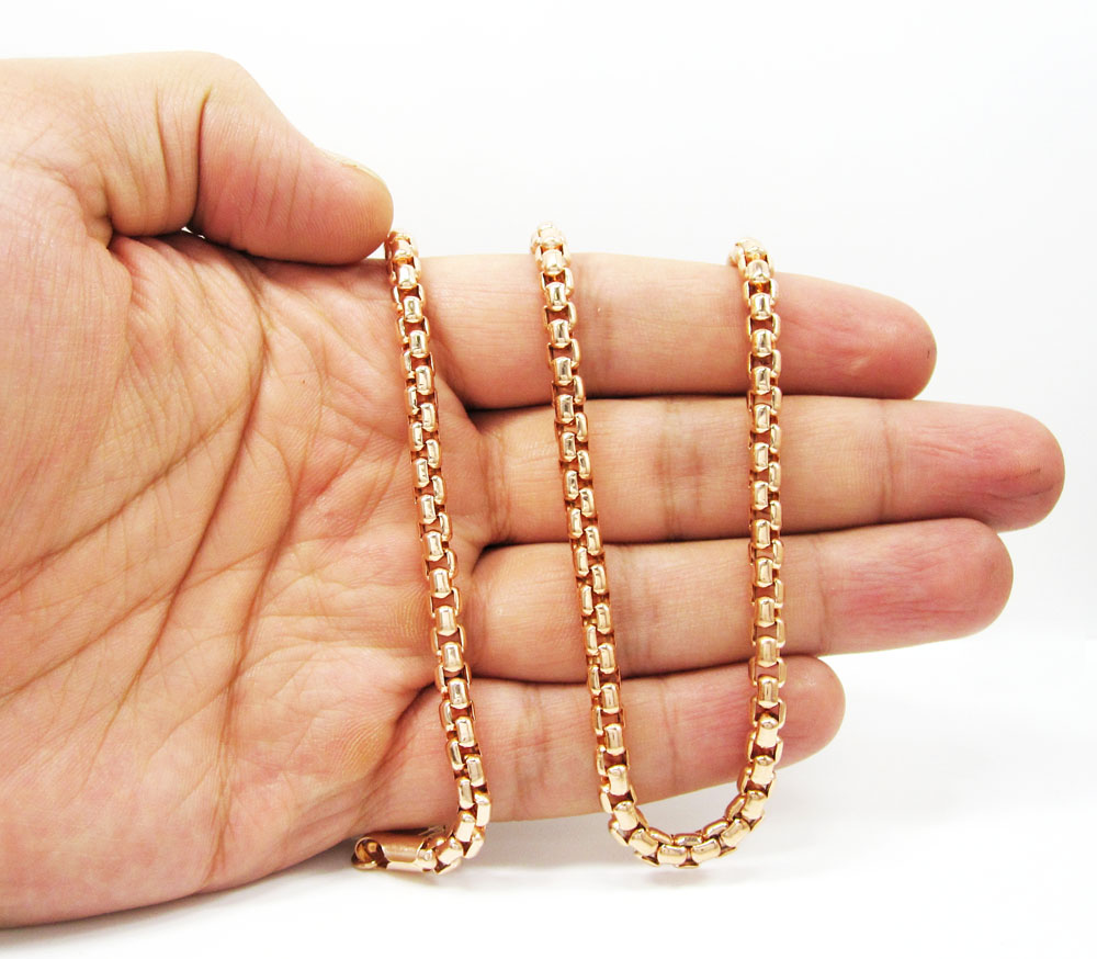 14k rose gold box link chain 18-30 inch 5mm