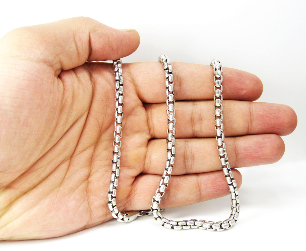 14k white gold box link chain 20-30 inch 5mm