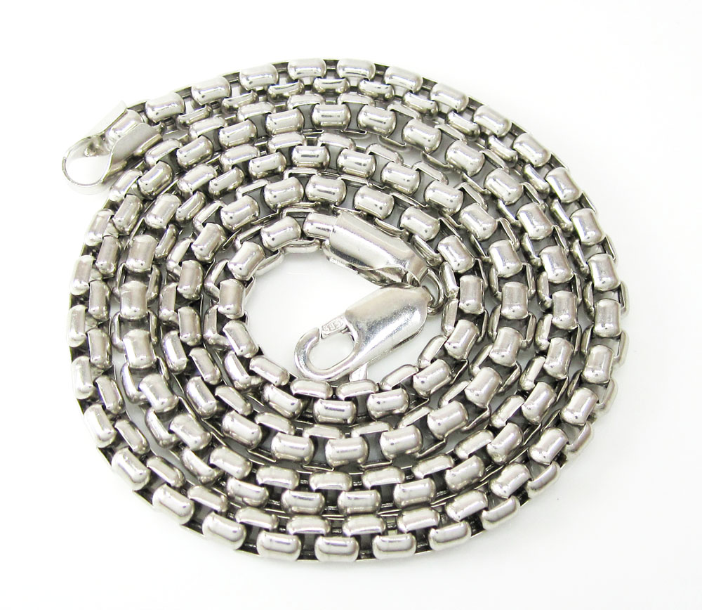 14k white gold box link chain 16-30 inch 3.5mm - Image 2