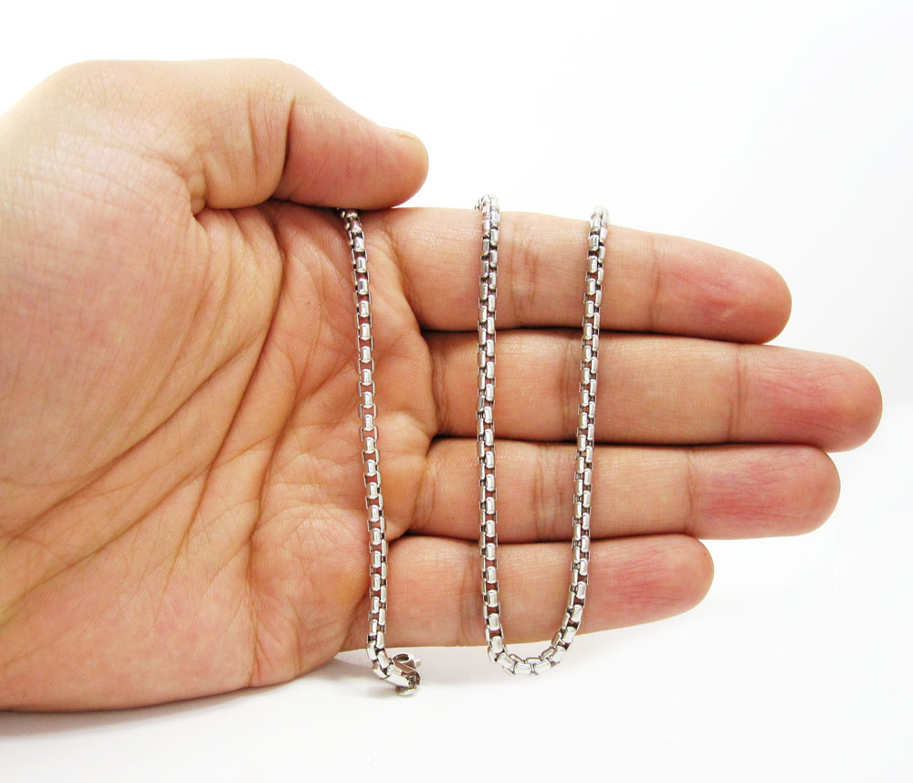 14k white gold box link chain 16-30 inch 3.5mm