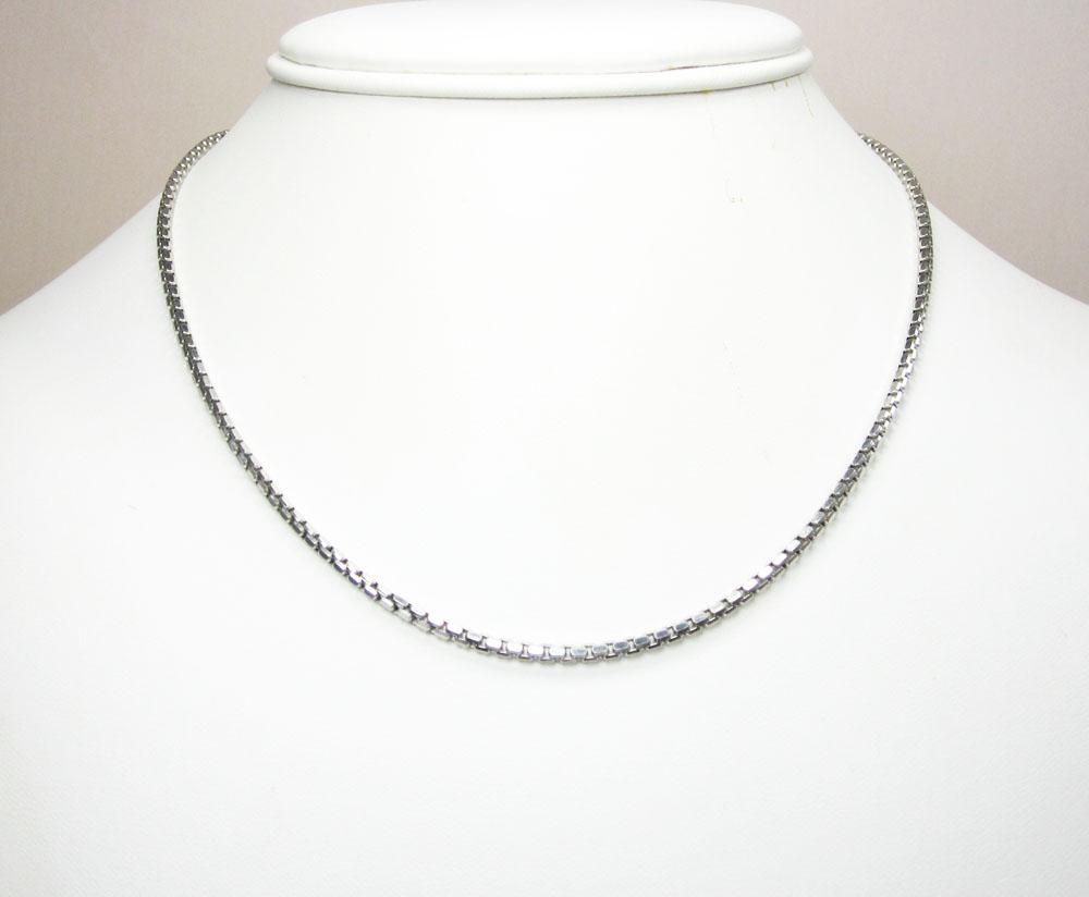 14k white gold hexagon box link chain 16-30 inch 2.3mm