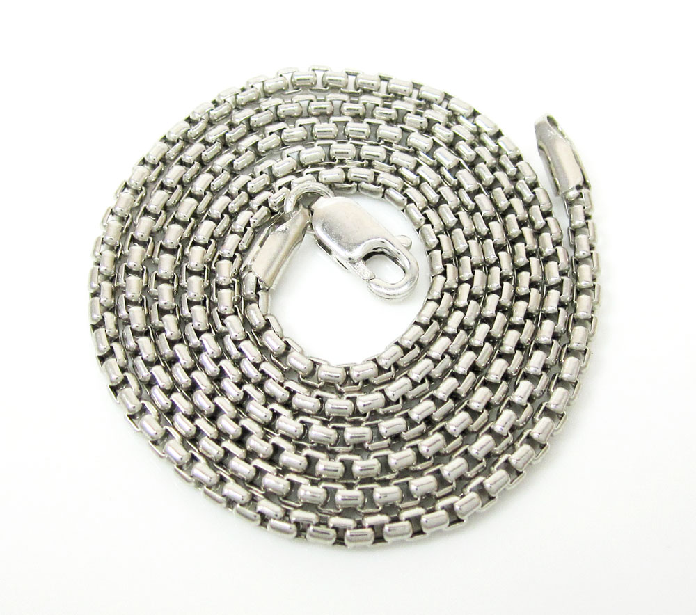 14k white gold box link chain 16-30 inch 1.8mm - Image 2