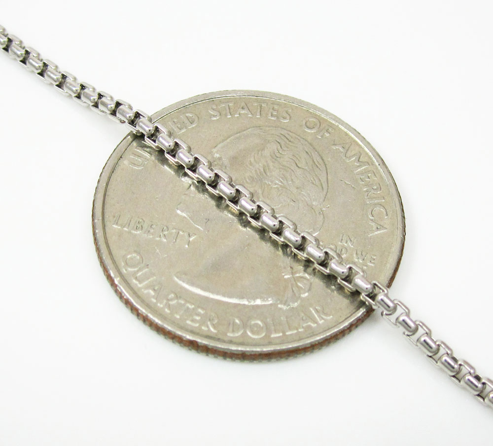 14k white gold box link chain 16-30 inch 1.8mm