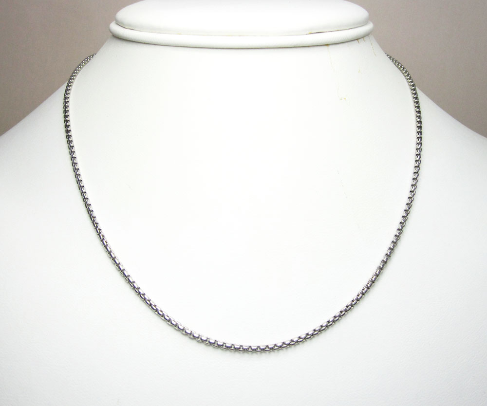 14k white gold box link chain 16-30 inch 1.8mm