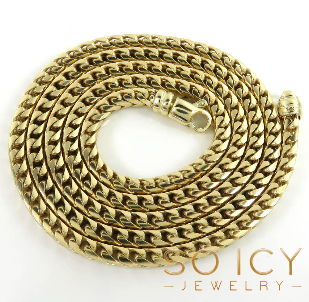 14k yellow gold solid tight franco link chain 3.5mm - Image 3