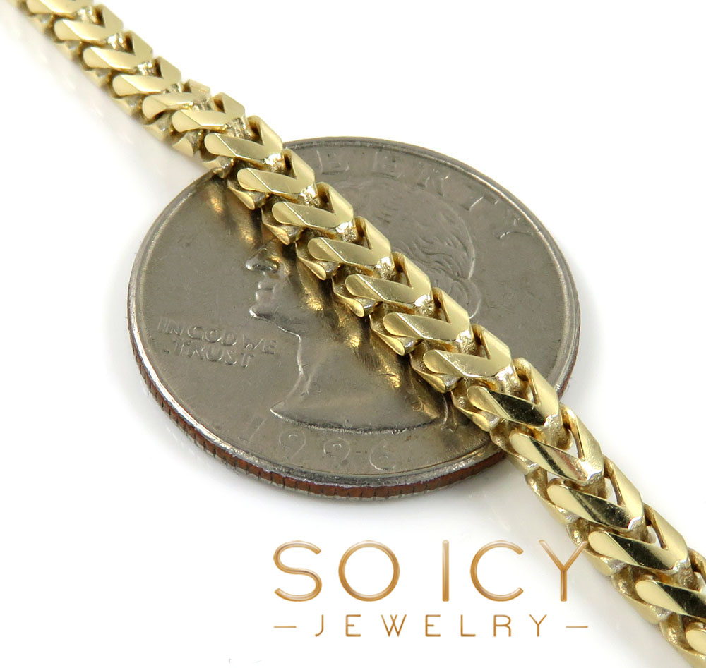 14k yellow gold solid tight franco link chain 20-30 inch 3.5mm