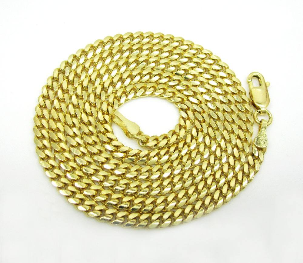 14k yellow gold solid tight miami link chain 16-26 inch 3.2mm