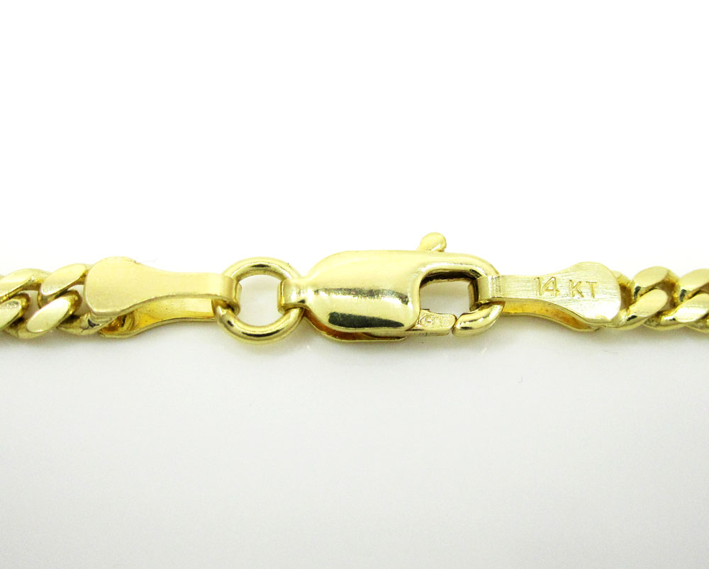 14k yellow gold solid tight miami link chain 16-26 inch 3.2mm - Image 4