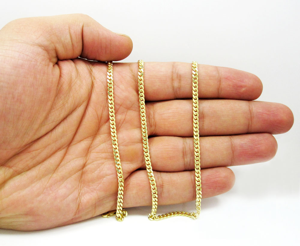 14k yellow gold solid tight miami link chain 16-26 inch 3.2mm - Image 5