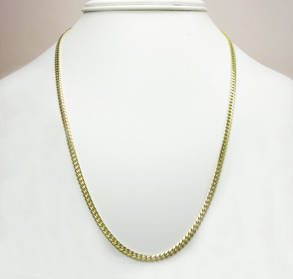14k yellow gold solid tight miami link chain 16-26 inch 3.2mm