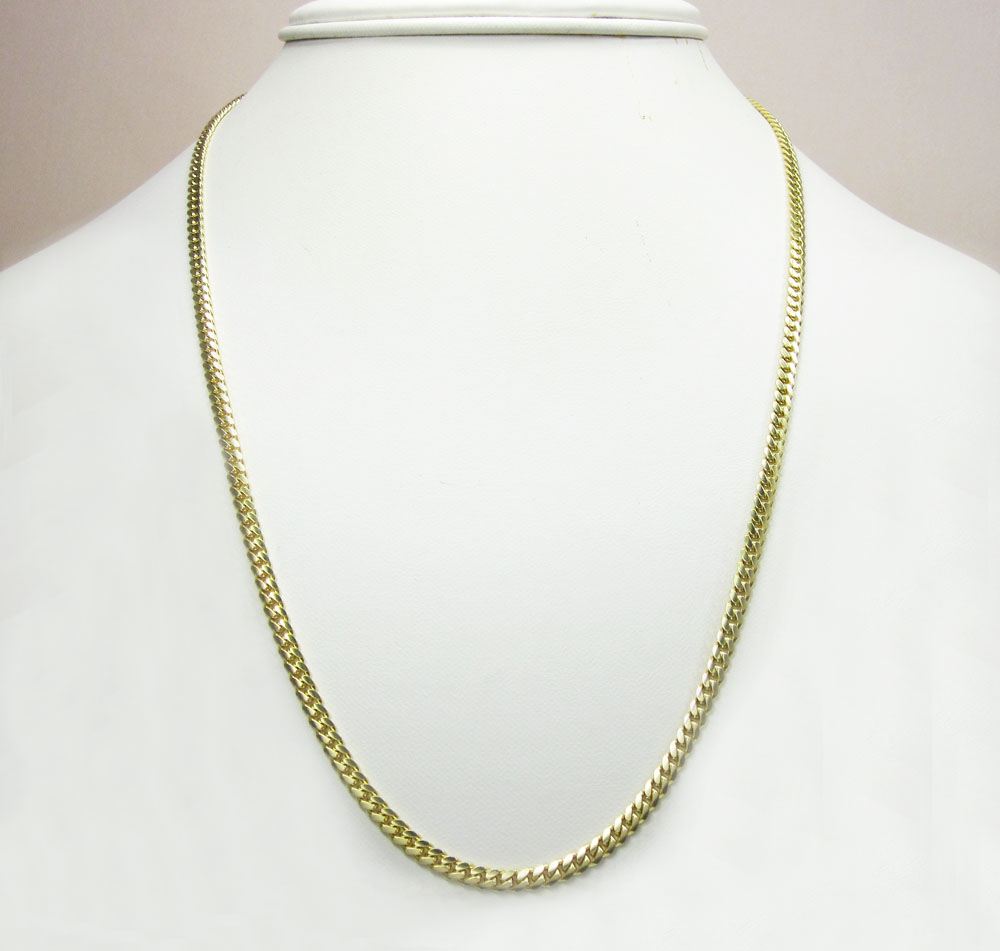 14k yellow gold solid tight miami link chain 16-26 inch 3.2mm - Image 6