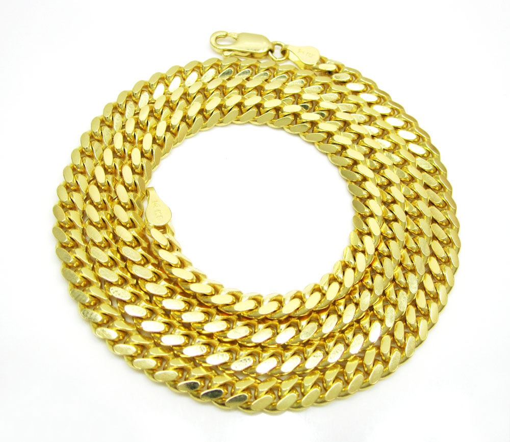 14k yellow gold solid tight miami link chain 18-26 inch 5mm - Image 2